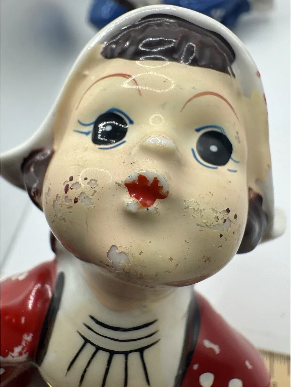 Vintage Salt and Pepper Shakers ~ Kissing Dutch Boy and Girl Japan - Red & Blue